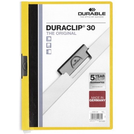 SKOROSZYT Z KLIPSEM A4 DURABLE DURACLIP 30, ŻÓŁTY