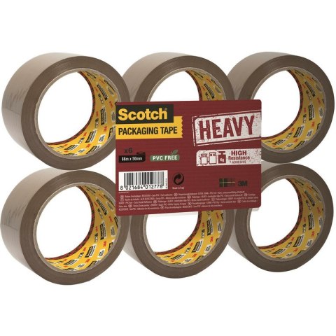 Taśma pakowa Scotch Secure Seal 50mm/66m brązowa (6)