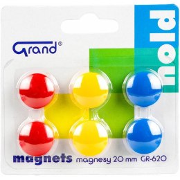 Magnesy do tablic Grand śr.20mm 3 kolory (3x2)