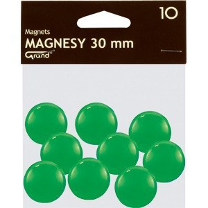 Magnesy do tablic Grand śr.30mm zielone (10)