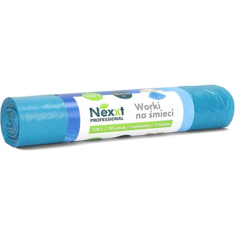 Worki na śmieci Nexxt 120L LDPE z taśmą niebieskie (10)